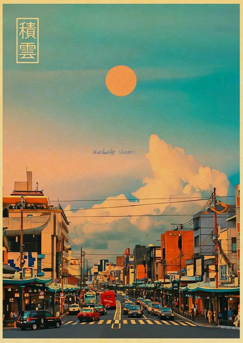Canvanation L212 3 / 30X21CM Poster Ville Vintage Japon Ville De Nuit