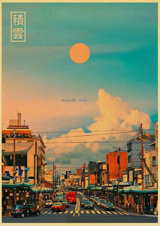 Canvanation L212 3 / 30X21CM Poster Ville Vintage Japon Ville De Nuit
