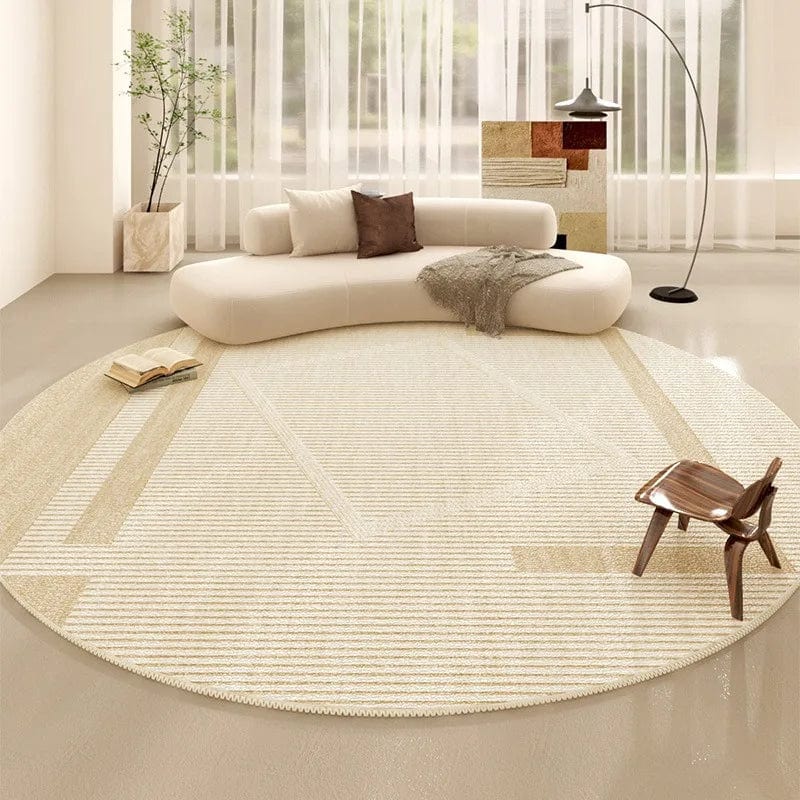 Canvanation 8 / Diametre 120cm-47in Tapis De Salon Rond Beige Salon