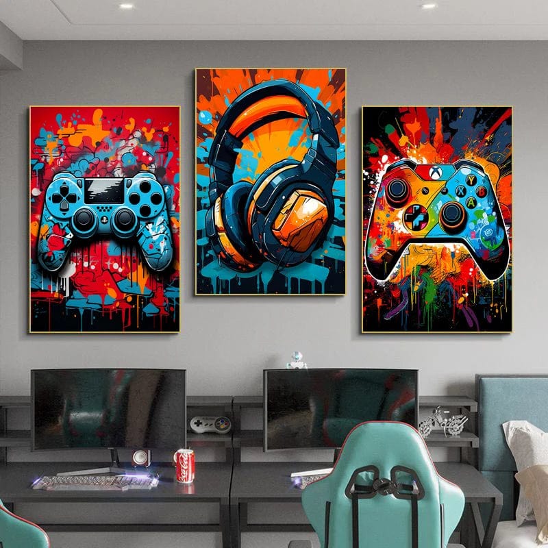 Canvanation Affiche Chambre Gaming Manette Et Casque