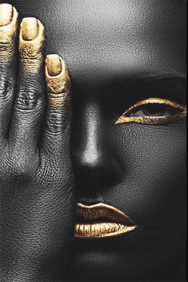 Canvanation 10 / 90x130cm Affiche Doigt Femme Africaine Or Peinture Lêvres