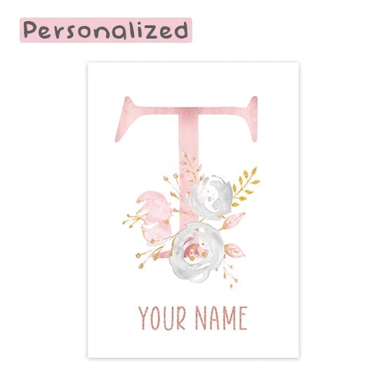 Canvanation Letter T / 40x60cm Affiche Prénom Personnalisé Pour Chambre Fille