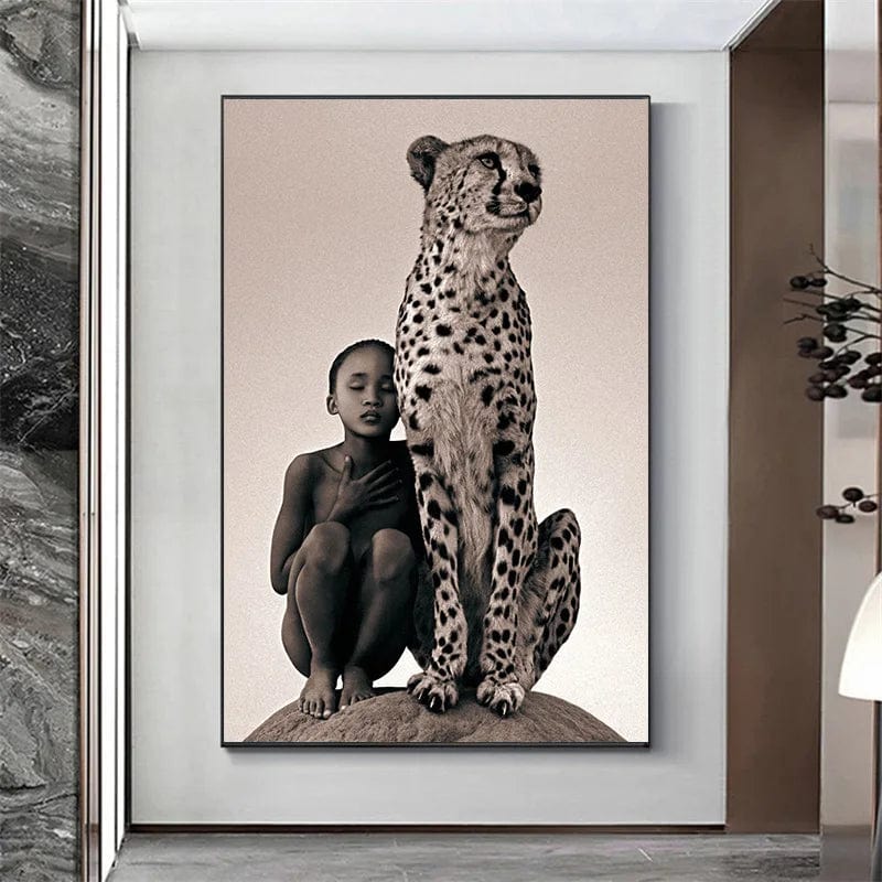 Canvanation Affiche Moderne Africaine Garçon Et Guépard