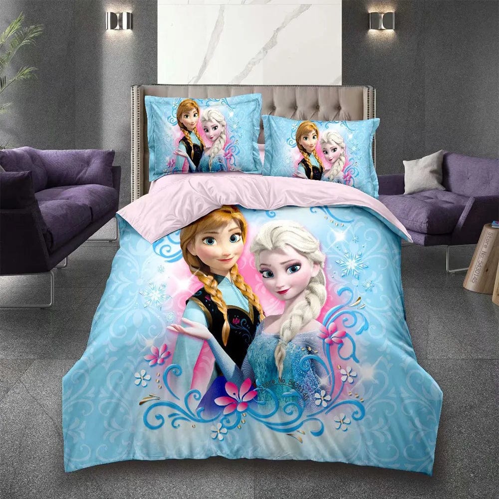 Canvanation 5 / Single(3pcs) 150 x 200 cm Housse De Couette - Disney Frozen Elsa Raiponce Princess Fille Garçon