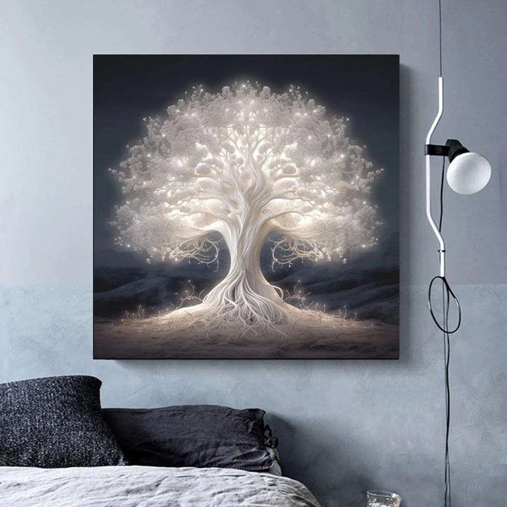 Canvanation Poster Éclat immaculé : L'Arbre de Vie en Blanc