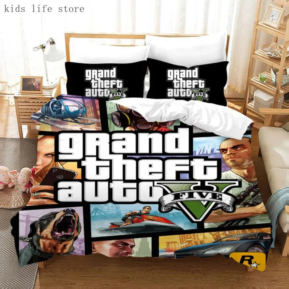 Canvanation Housse De Couette - Video Game GTA V Set 3D, Grand Theft Auto 5