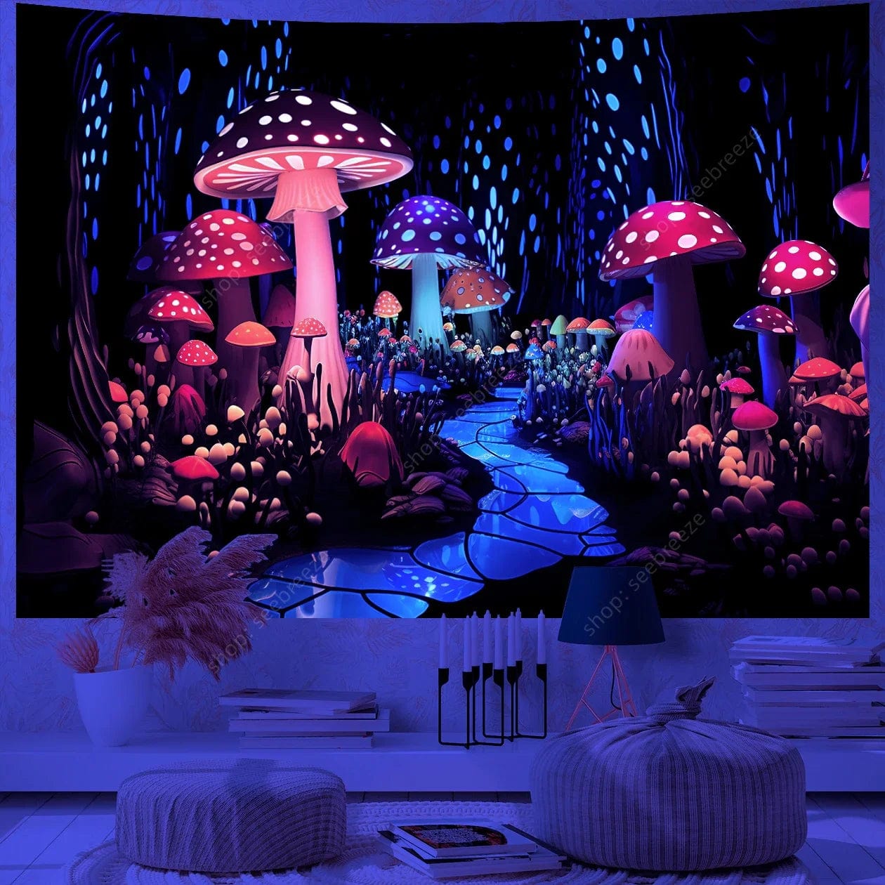 Canvanation WF2085 / 180x230cm Tapisserie Champignon Fantastique Réactif UV
