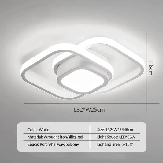 Canvanation C Blanc / Gradation progressive Plafonnier LED Moderne à Deux Anneaux