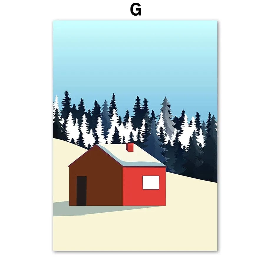 Canvanation G / 50X70 cm Poster Vintage Ski Minimaliste Snowboard Montagne