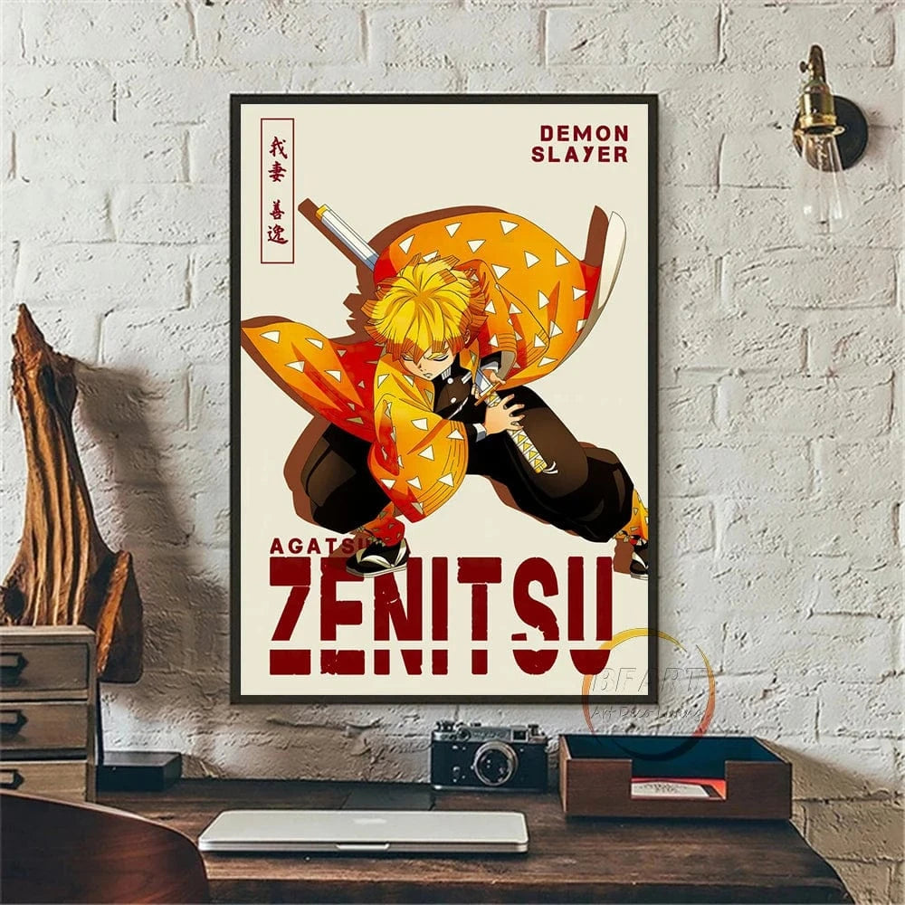 Canvanation Agatsuma Zenitsu / 50X75cm Affiche Anime Demon Slayer Japonais