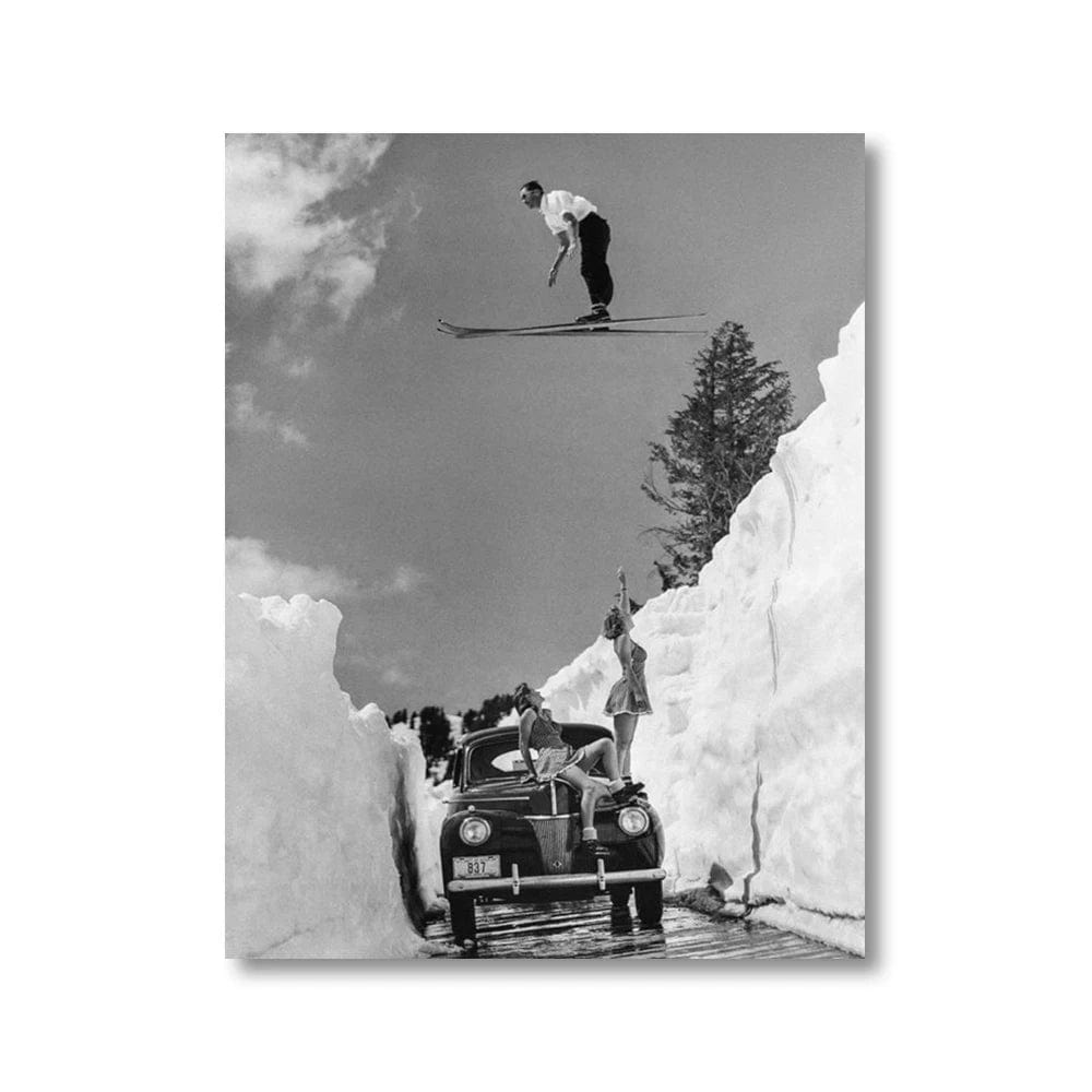 Canvanation D / 30x45cm Poster Ski Vintage Noir Et Blanc