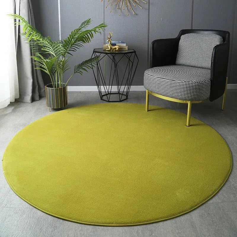 Canvanation Vert / Diam 60cm(23.6inch) Tapis De Salon Rond - En Velours Corail