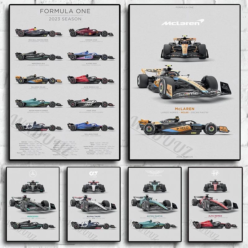 Canvanation Affiche 2023 Saison Retro Formule 1 80S