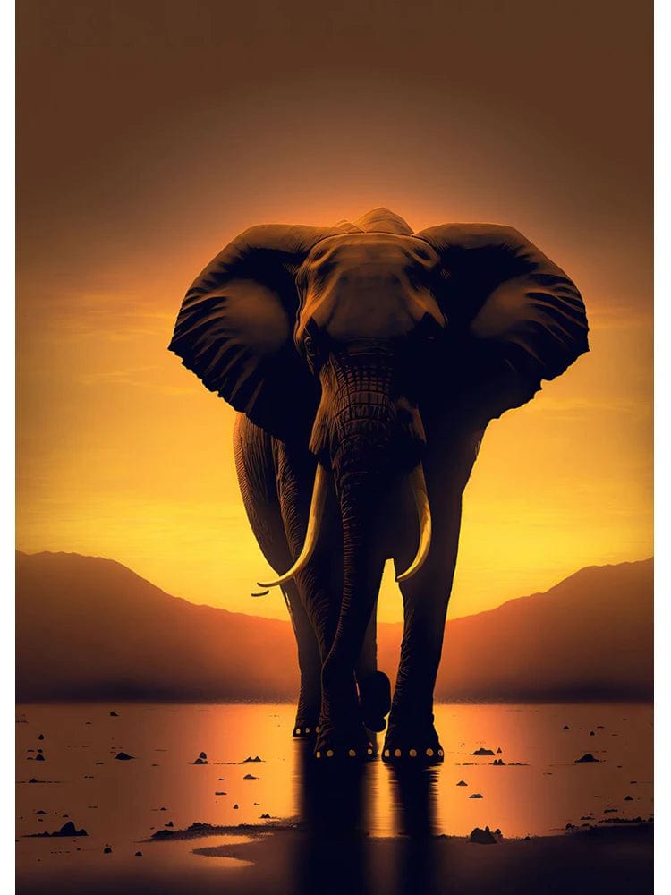 Canvanation I / 40x50cm Affiche Abstrait Elephant Coucher De Soleil