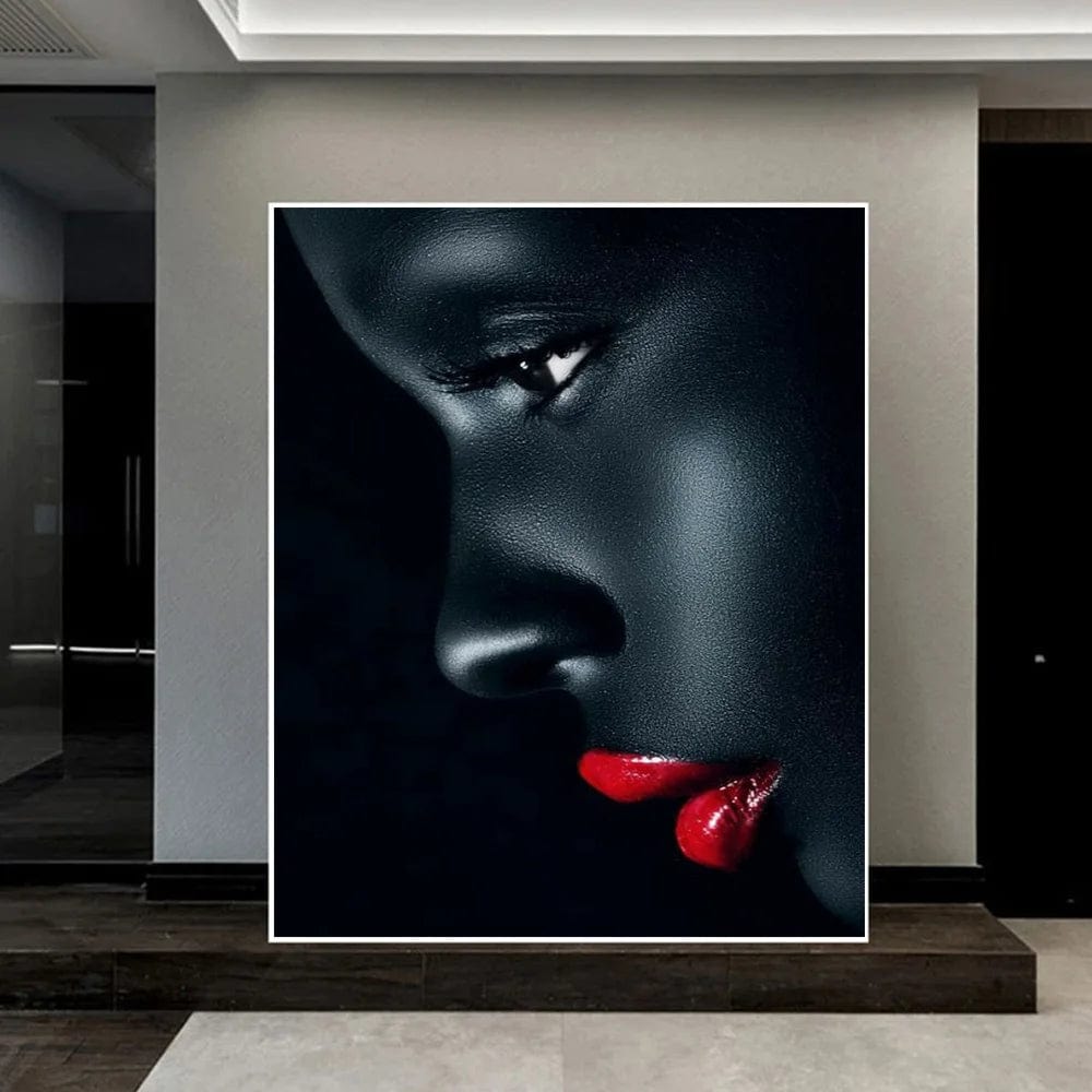 Canvanation Affiche Doigt Femme Africaine Or Peinture Lêvres