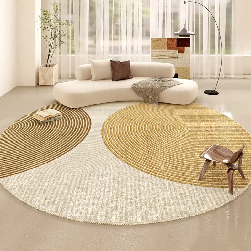 Canvanation 5 / Diametre 120cm-47in Tapis De Salon Rond Beige Salon