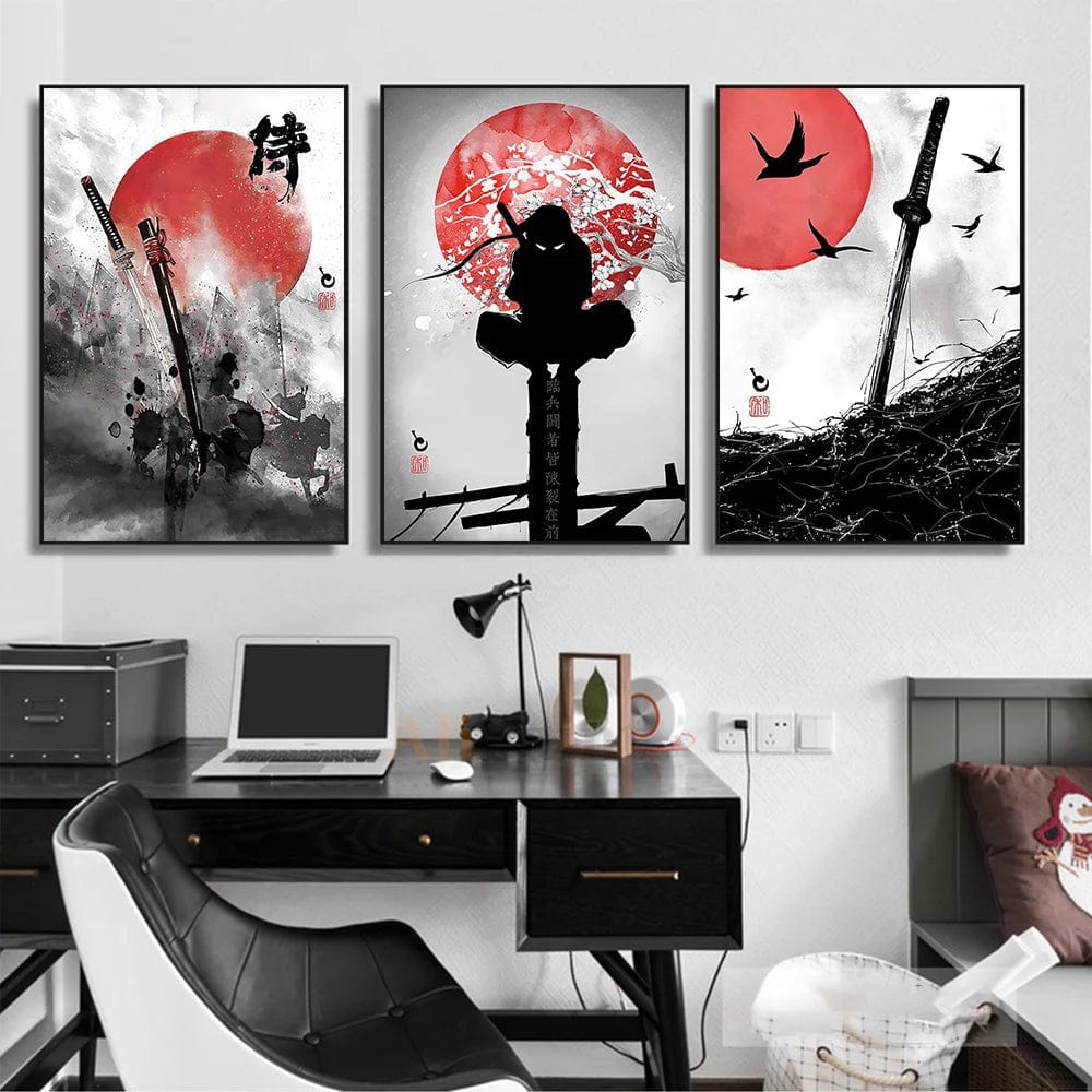 Canvanation Affiche Japonais Art Mural De Style Samouraï à L'encre