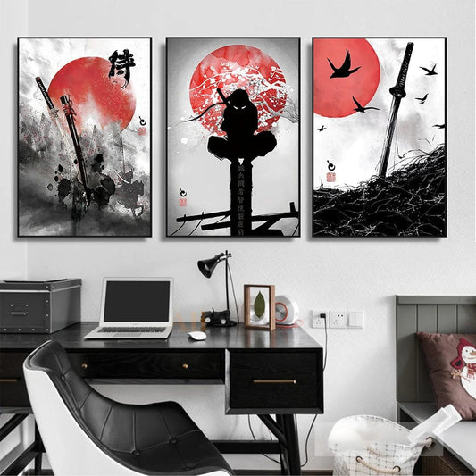 Canvanation Affiche Japonais Art Mural De Style Samouraï à L'encre