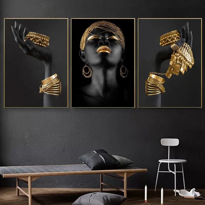 Canvanation Affiche Femme Africaine Noir Or