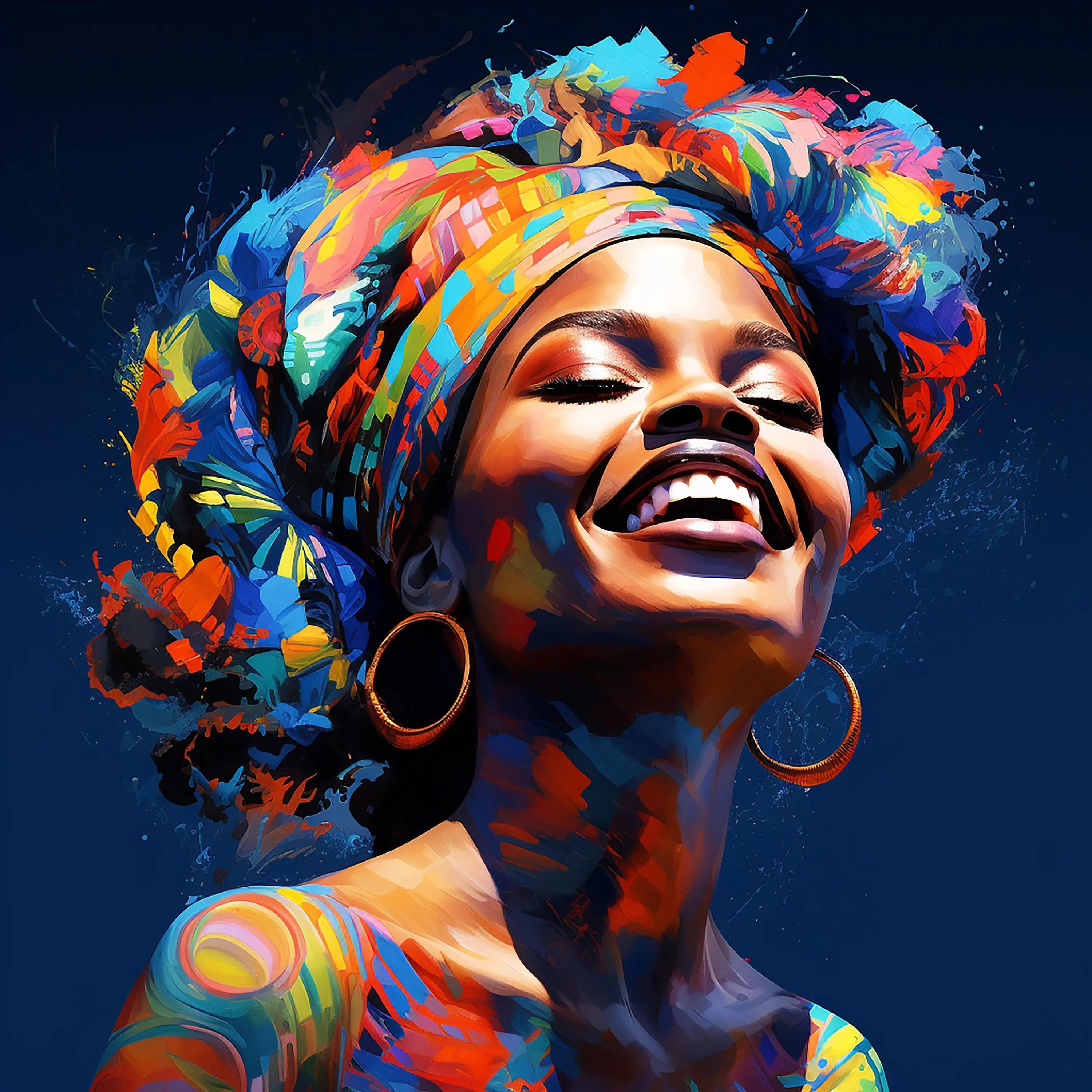 Canvanation light yellow / 58x58cm Affiche Femme Africaine Coloré