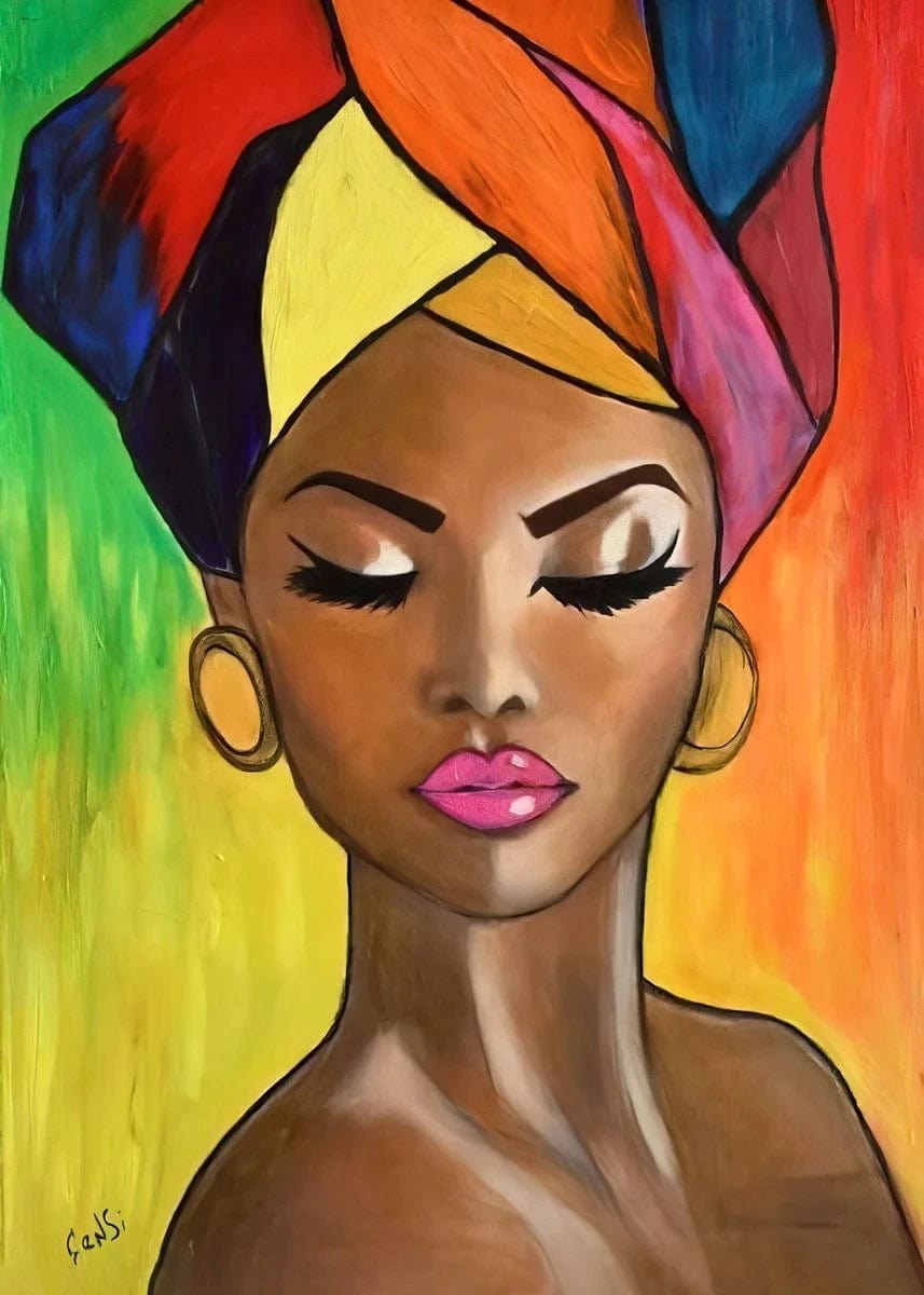 Canvanation J / 40x60cm Affiche Africain Femme Noir