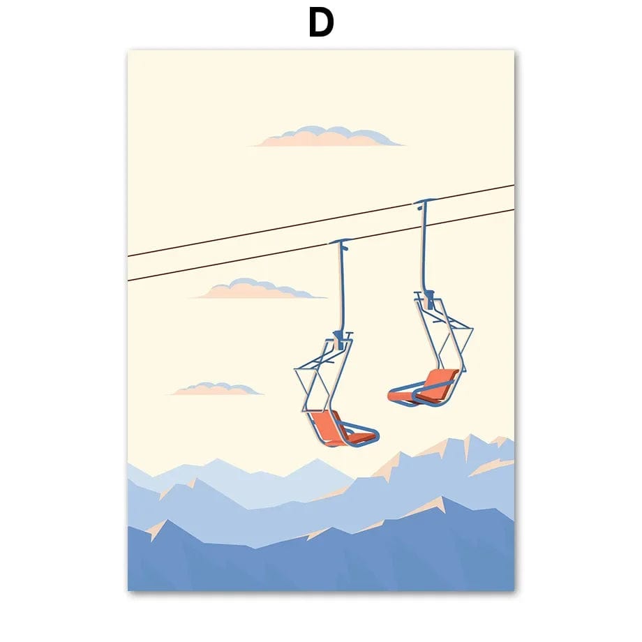 Canvanation D / 30X40 cm Poster Vintage Ski Minimaliste Snowboard Montagne