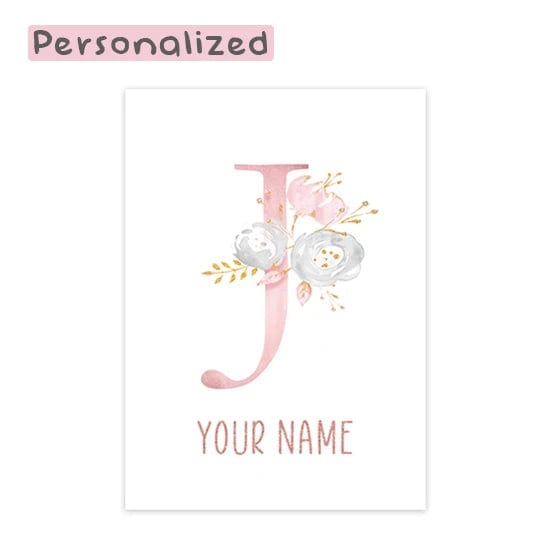 Canvanation Letter J / 40x60cm Affiche Prénom Personnalisé Pour Chambre Fille