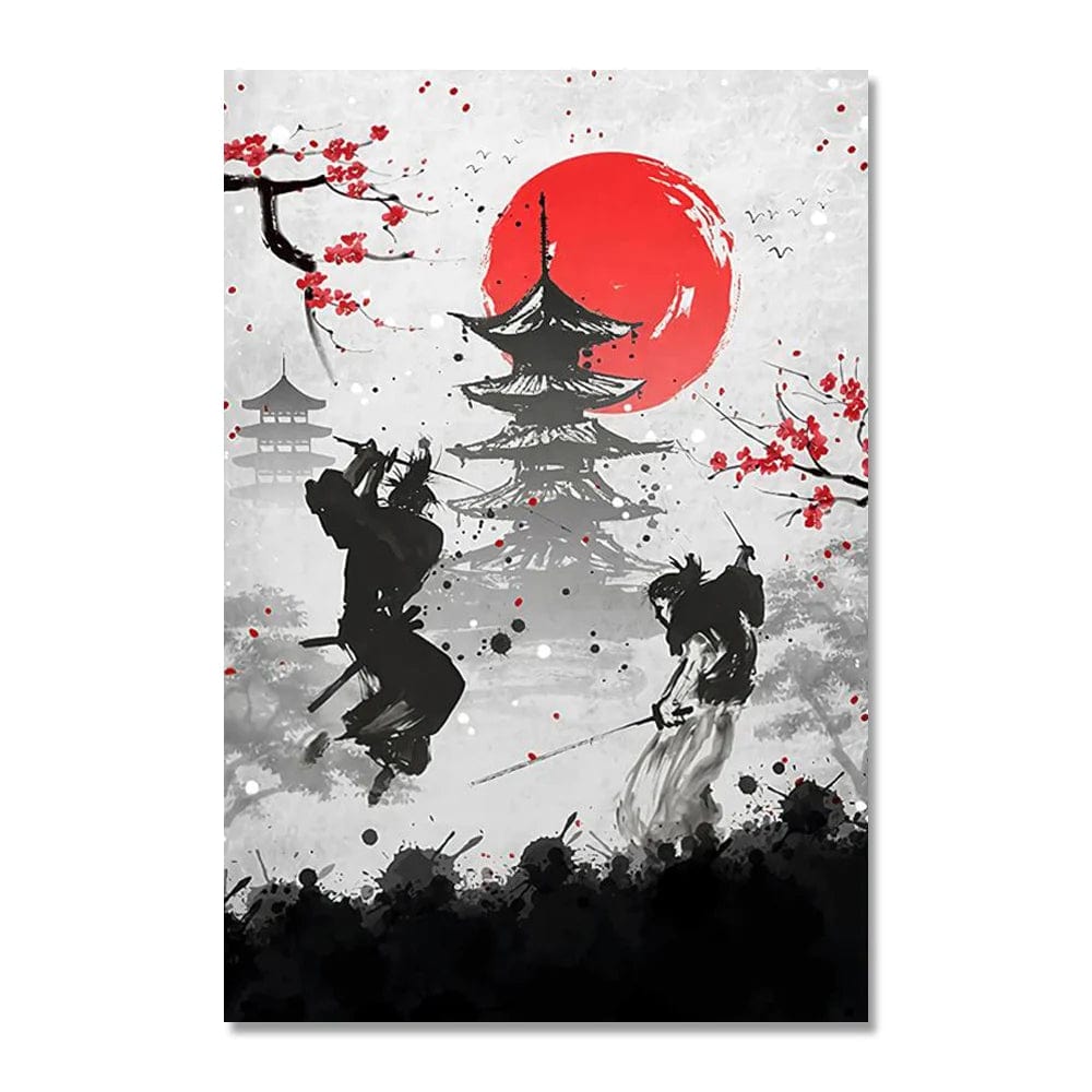 Canvanation Style 5 / 40X60cm Affiche Japonais Art Mural De Style Samouraï à L'encre