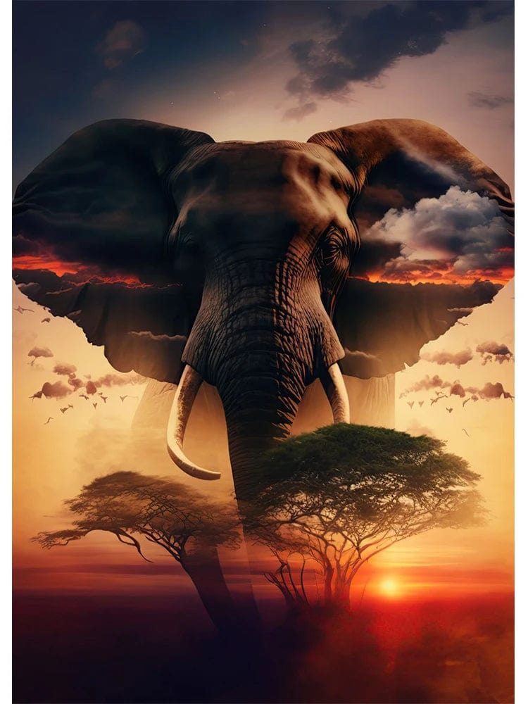 Canvanation F / 40x50cm Affiche Abstrait Elephant Coucher De Soleil
