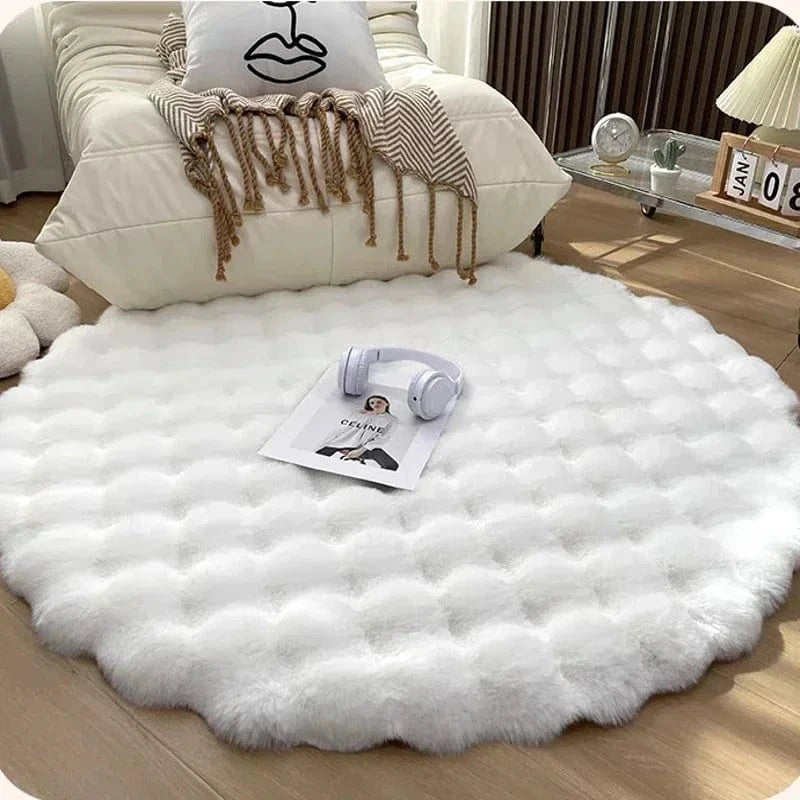 Canvanation Blanc / 50X50CM Tapis De Chambre - Rond Super Moelleux De Couleur Unie