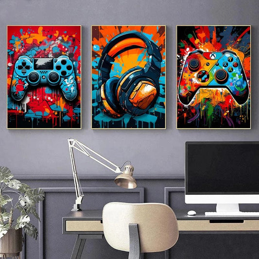 Canvanation Affiche Chambre Gaming Manette Et Casque