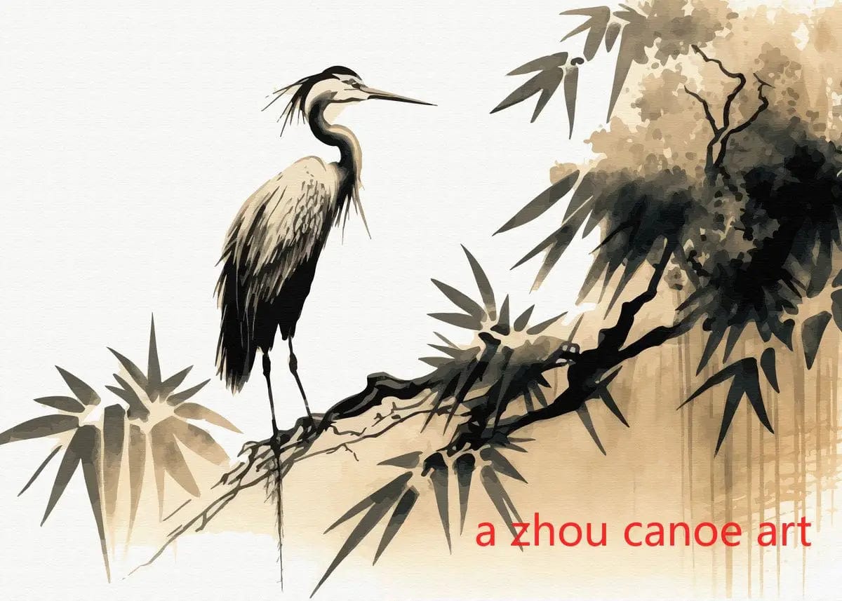 Canvanation 16 / 40X60cm Affiche Japonais Paysage Chinois Couple Oiseaux Forêt Montagne Rivière Poisson Carpe Koi