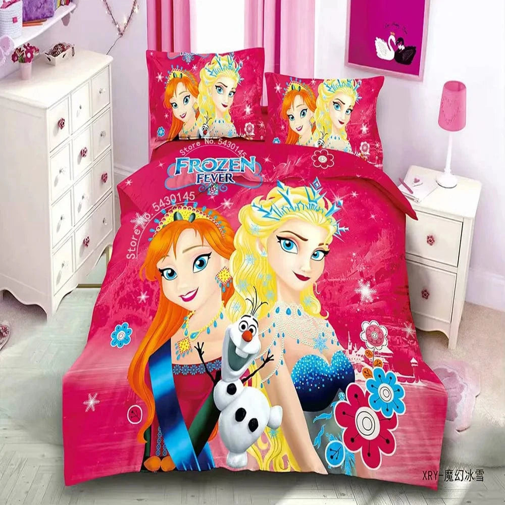 Canvanation 16 / Single(3pcs) 150 x 200 cm Housse De Couette - Disney Frozen Elsa Raiponce Princess Fille Garçon