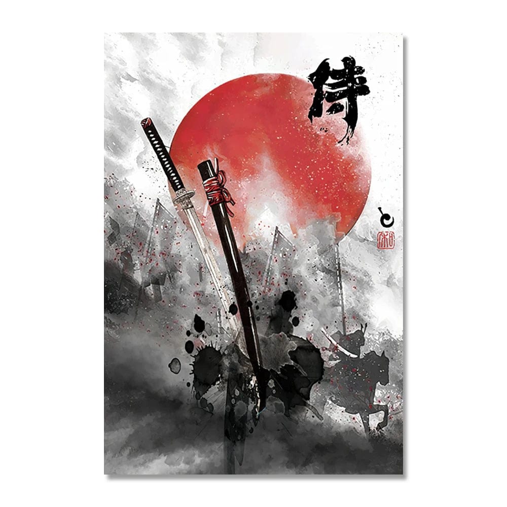 Canvanation Style 1 / 40X60cm Affiche Japonais Art Mural De Style Samouraï à L'encre