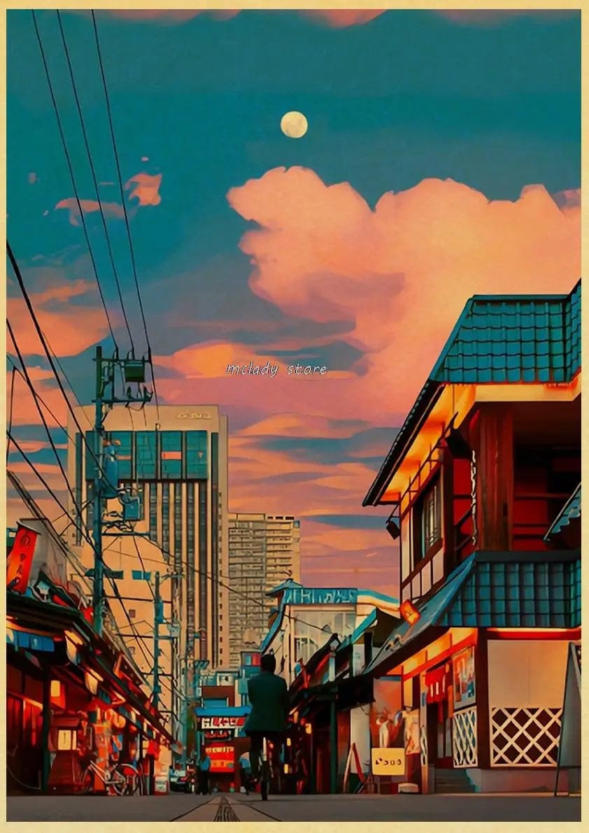 Canvanation L212 11 / 30X21CM Poster Ville Vintage Japon Ville De Nuit