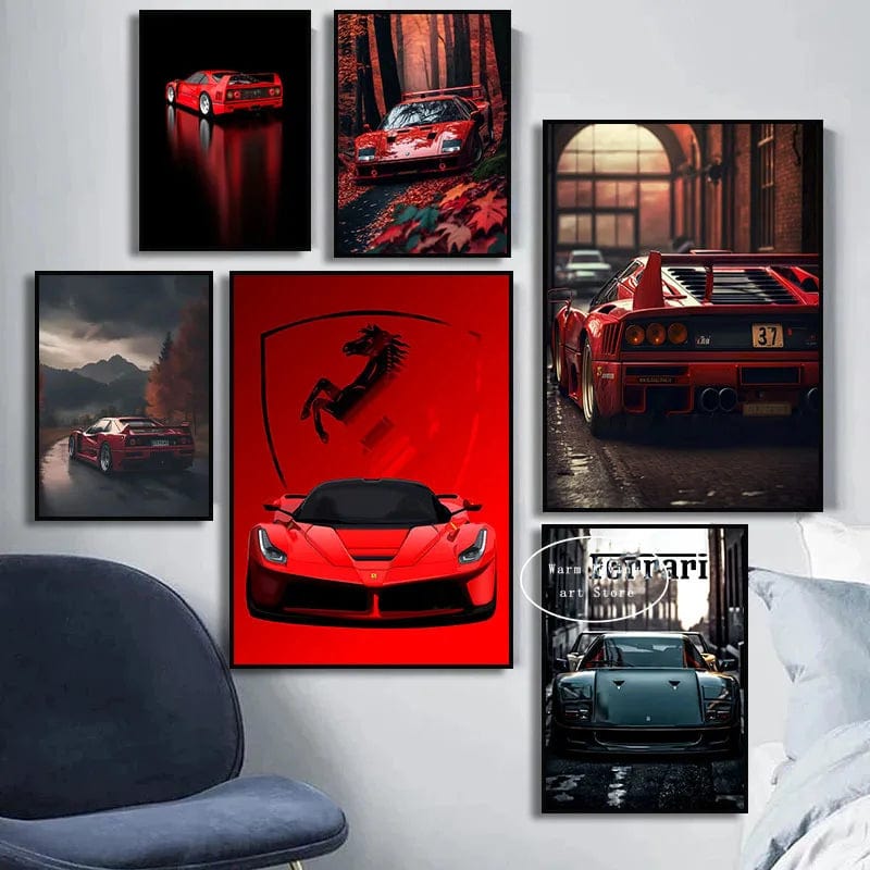 Canvanation Affiche Voiture De Sport Rouge Ferraris