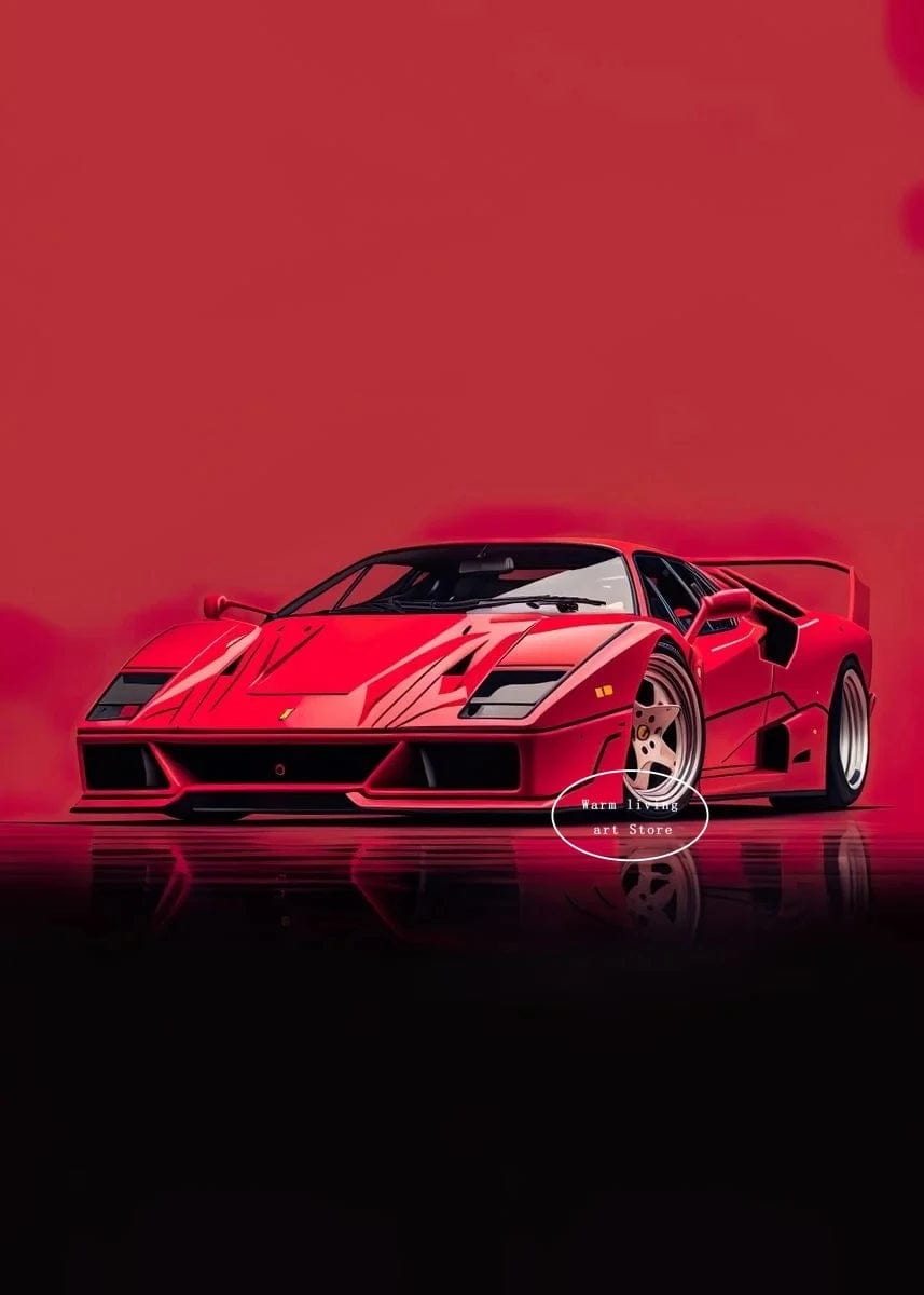 Canvanation 56 / 30x40cm Affiche Voiture De Sport Rouge Ferraris