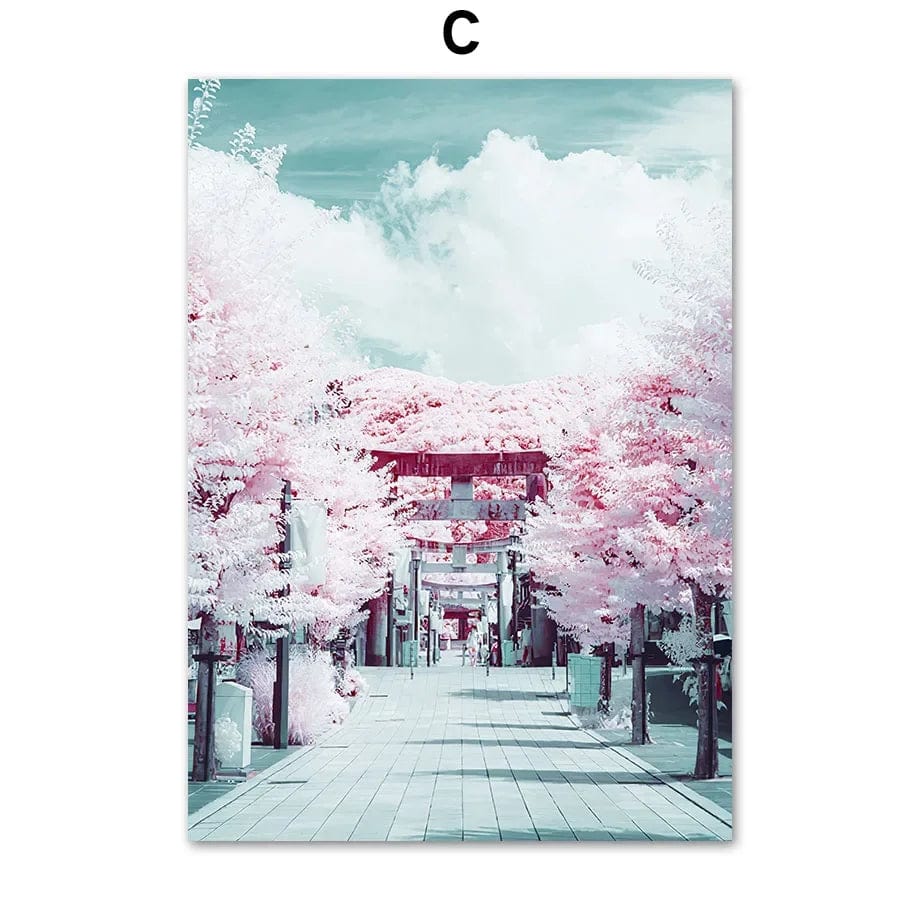 Canvanation C / 40X60cm Affiche Japonaise Mont Fuji Sakura rose