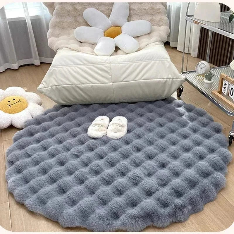 Canvanation Gris / 50X50CM Tapis De Chambre - Rond Super Moelleux De Couleur Unie