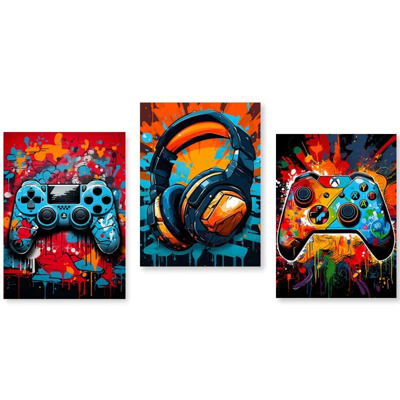 Canvanation 40x60cm No Framed / 04 Affiche Chambre Gaming Manette Et Casque