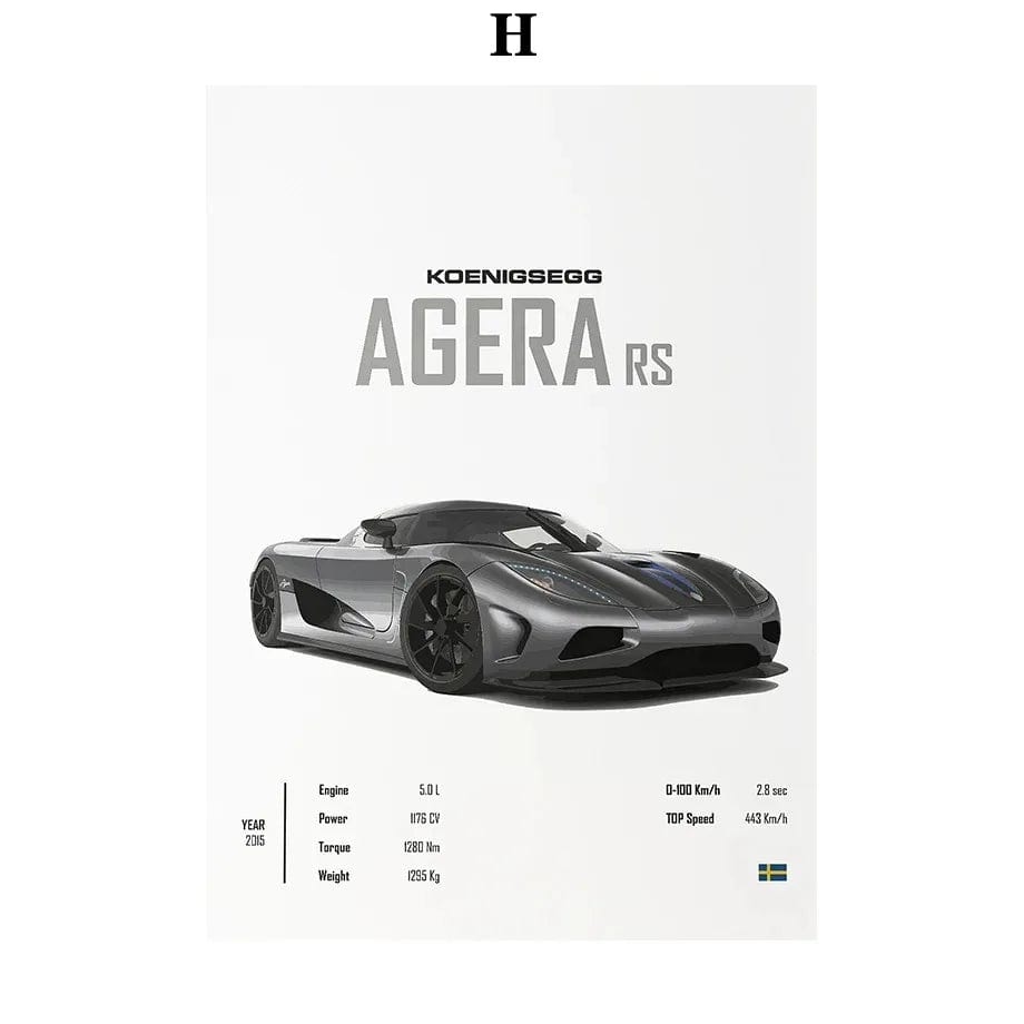 Canvanation 8 / 30x40cm Affiche Voiture - Bugatti Konissegg McLaren Pagani