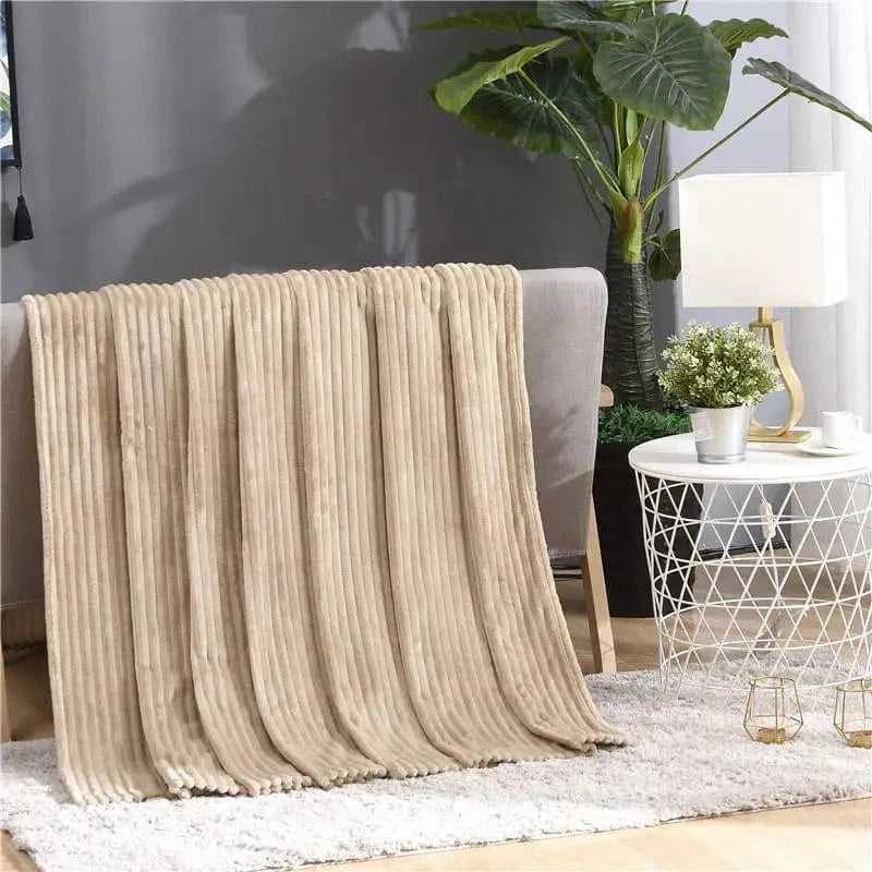 Canvanation Kaki / 200x230cm(78x90inch Couverture Polaire Rayé