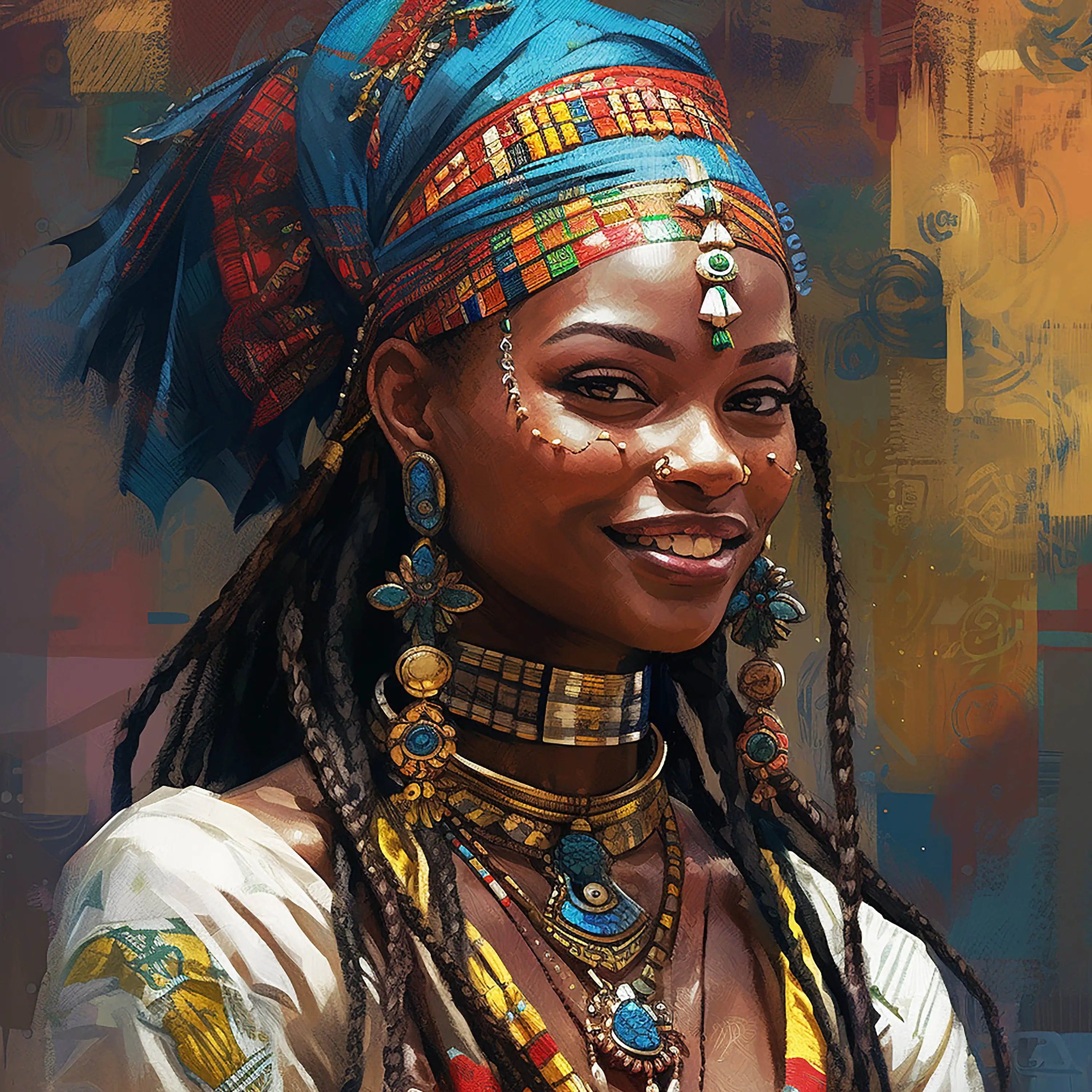 Canvanation PF 40492 / 70x70cm Affiche Femme Africaine Coloré