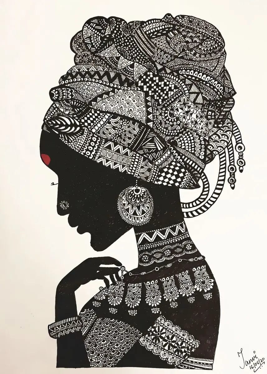 Canvanation H / 40x60cm Affiche Africain Femme Noir