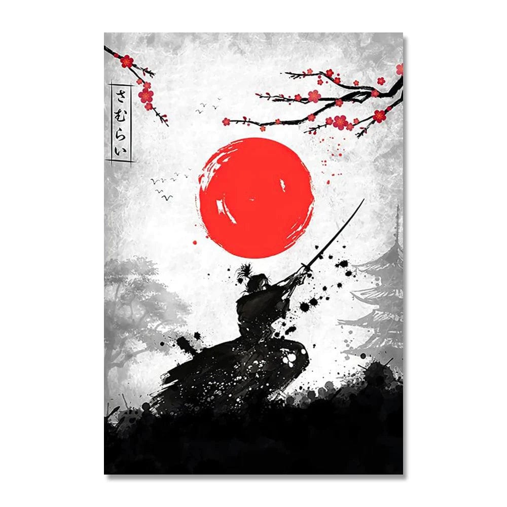 Canvanation Style 4 / 40X60cm Affiche Japonais Art Mural De Style Samouraï à L'encre