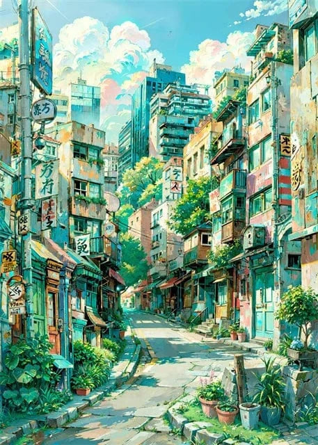 Canvanation Red / 30x40cm Affiche Paysage Japonais De Rue