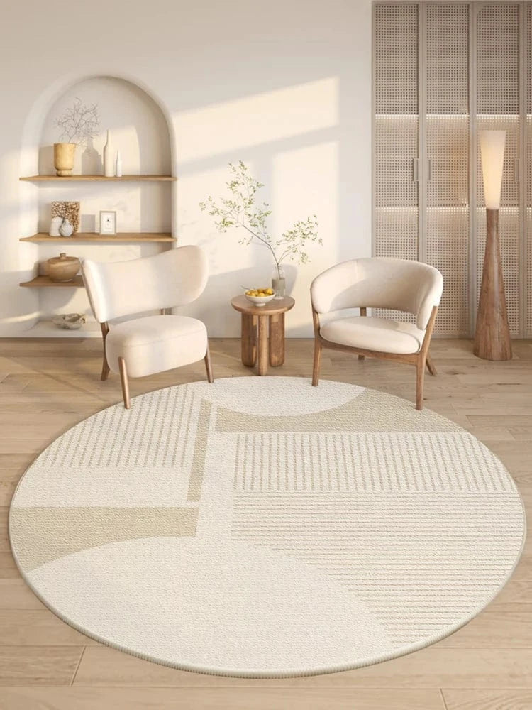 Canvanation G / 80x80CM Tapis Rond Moderne à Rayures – Super Doux Et Résistant Au Temps