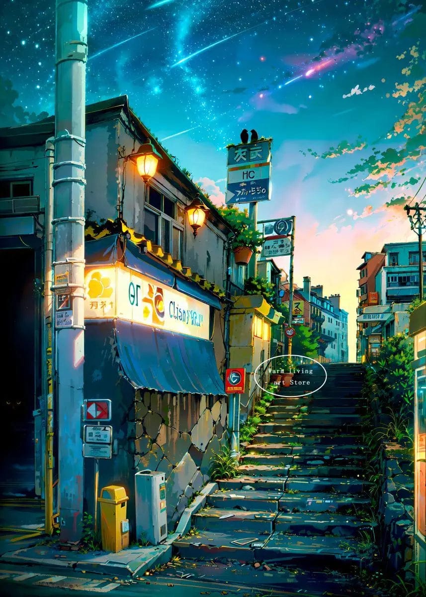 Canvanation 22 / 60X80cm Affiche Japonais De La Rue Tokyo de l'Anime Japonais Sakura