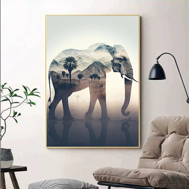 Canvanation Affiche Abstrait Elephant Coucher De Soleil