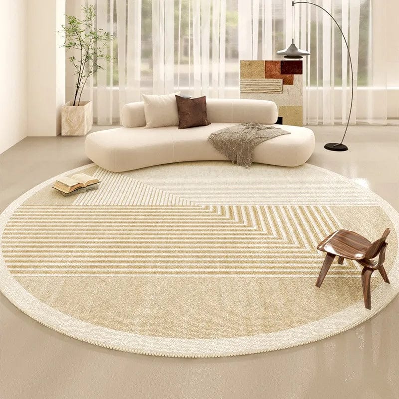 Canvanation 11 / Diametre 120cm-47in Tapis De Salon Rond Beige Salon